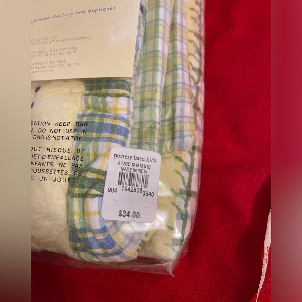 Pottery Barn Kids Quilted Sham Alphabet & Hippo Pillowcase - Picture 7 of 12